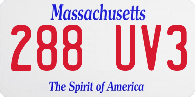 MA license plate 288UV3