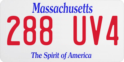 MA license plate 288UV4