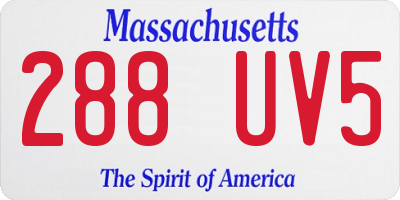 MA license plate 288UV5
