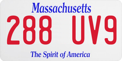 MA license plate 288UV9