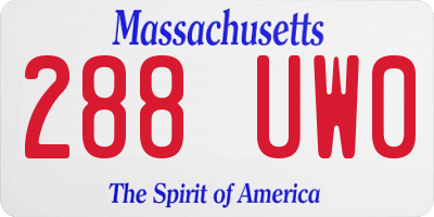 MA license plate 288UW0