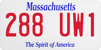 MA license plate 288UW1