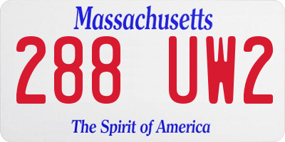 MA license plate 288UW2