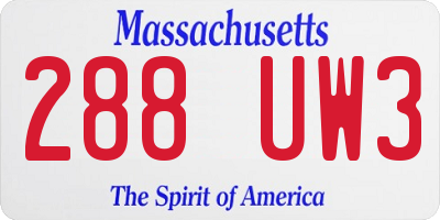 MA license plate 288UW3