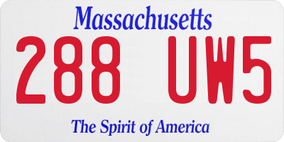 MA license plate 288UW5