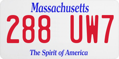 MA license plate 288UW7