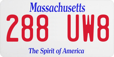 MA license plate 288UW8