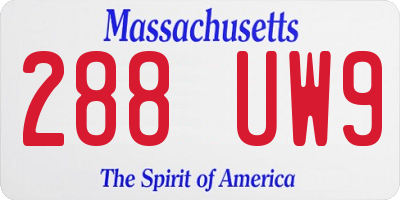 MA license plate 288UW9