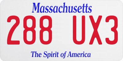 MA license plate 288UX3