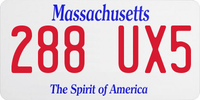 MA license plate 288UX5