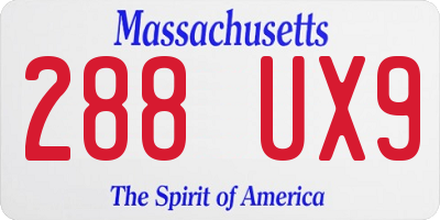 MA license plate 288UX9