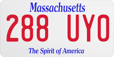 MA license plate 288UY0