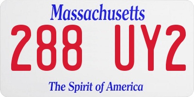 MA license plate 288UY2