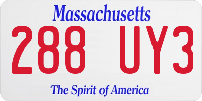MA license plate 288UY3