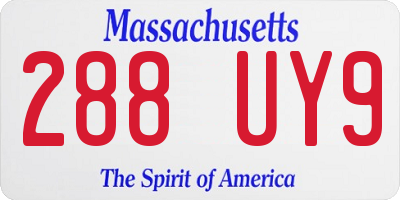 MA license plate 288UY9