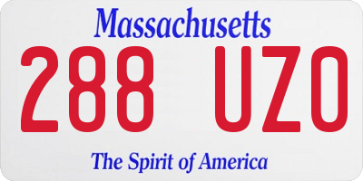 MA license plate 288UZ0