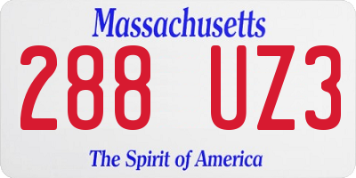 MA license plate 288UZ3