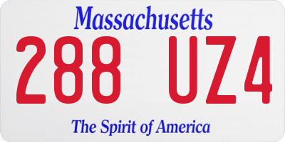 MA license plate 288UZ4