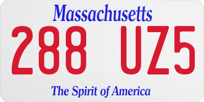 MA license plate 288UZ5