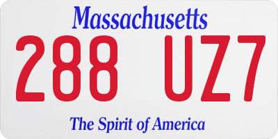 MA license plate 288UZ7