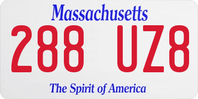 MA license plate 288UZ8