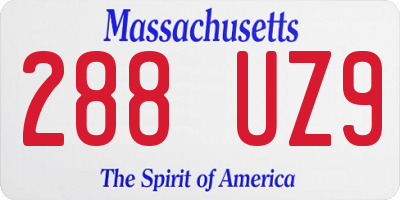 MA license plate 288UZ9