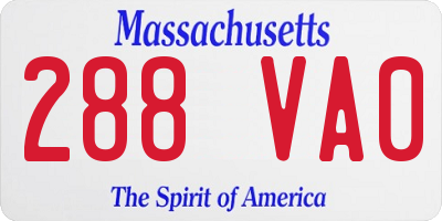 MA license plate 288VA0