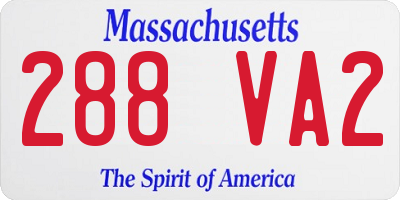 MA license plate 288VA2