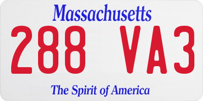 MA license plate 288VA3