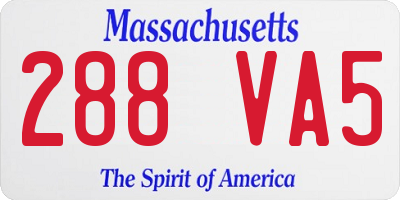 MA license plate 288VA5