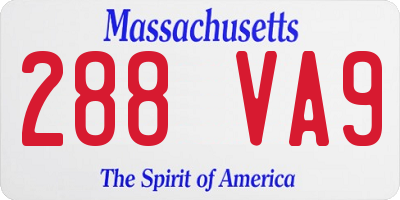 MA license plate 288VA9