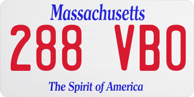 MA license plate 288VB0