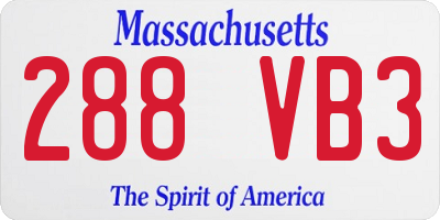 MA license plate 288VB3