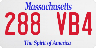 MA license plate 288VB4
