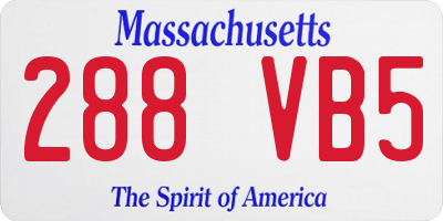 MA license plate 288VB5