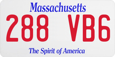 MA license plate 288VB6