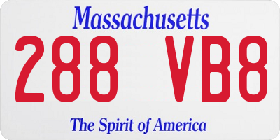 MA license plate 288VB8