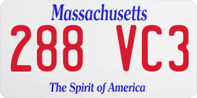 MA license plate 288VC3