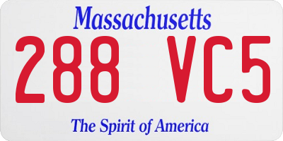 MA license plate 288VC5