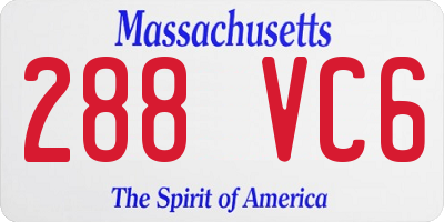 MA license plate 288VC6