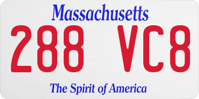 MA license plate 288VC8