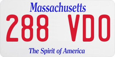 MA license plate 288VD0