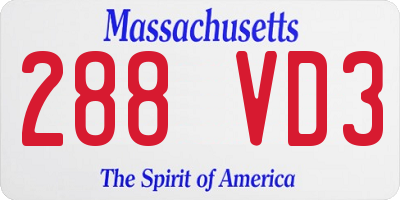 MA license plate 288VD3