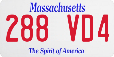 MA license plate 288VD4