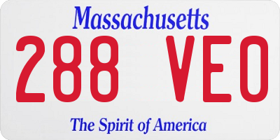 MA license plate 288VE0