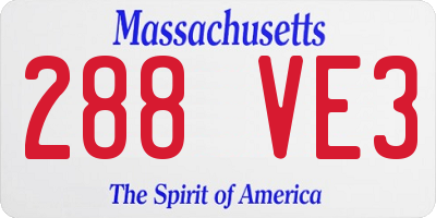 MA license plate 288VE3
