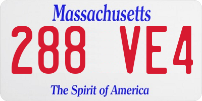 MA license plate 288VE4