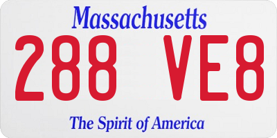 MA license plate 288VE8