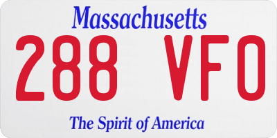 MA license plate 288VF0