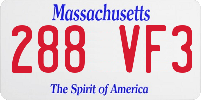MA license plate 288VF3